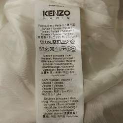 Kenzo White Printed Viscose Button Front Belted Dress S