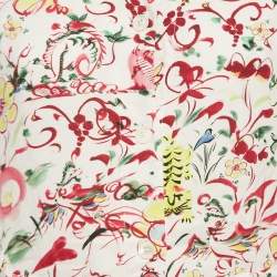 Kenzo White Printed Viscose Button Front Belted Dress S