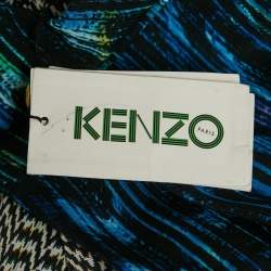 Pre Owned Kenzo Black/Multicolor Textured Synthetic Round Neck Sleeveless Top M