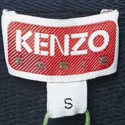 Kenzo Navy Blue Floral Print Cotton Button Front Cardigan S