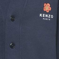 Kenzo Navy Blue Floral Print Cotton Button Front Cardigan S
