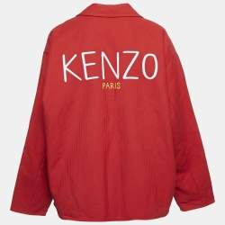 Kenzo Red Logo Embroidered Cotton Oversized Workwear Jacket S