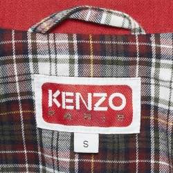 Kenzo Red Logo Embroidered Cotton Oversized Workwear Jacket S