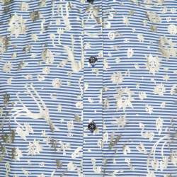 Kenzo Blue/White Metallic Print Cotton Short Sleeve Shirt S
