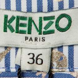 Kenzo Blue/White Metallic Print Cotton Short Sleeve Shirt S