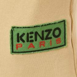 Kenzo Beige Cotton Knit Applique Detail Classic Jogger Pants S