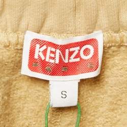 Kenzo Beige Cotton Knit Applique Detail Classic Jogger Pants S