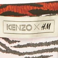 Kenzo Burgundy Animal Printed SIlk Chiffon Paneled Oversized Maxi Dress S