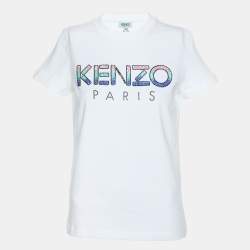 Kenzo White Jersey Sequin Logo T-Shirt XS