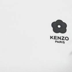 Kenzo White Logo Applique Cotton Knit Top XS