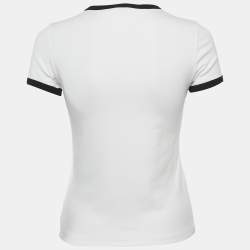 Kenzo White Logo Applique Cotton Knit Top XS