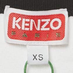 Kenzo White Logo Applique Cotton Knit Top XS