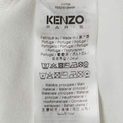 Kenzo White Logo Applique Cotton Knit Top XS