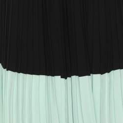 Pre Owned Kenzo Black/Green Georgette Pleated Short L