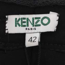 Pre Owned Kenzo Black/Green Georgette Pleated Short L