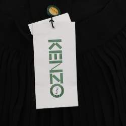 Pre Owned Kenzo Black/Green Georgette Pleated Short L