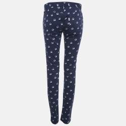 Pre Owned Kenzo Blue Printed Denim Skinny Jeans M Waist 30"