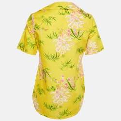 مملوكة مسبقًا Kenzo Yellow Floral Print Cotton Hawaiian Shirt S