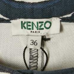 Pre Owned Kenzo Blue Printed Denim Skinny Jeans S Waist 28''