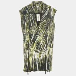 Pre Owned Kenzo Black/Green Printed Cotton Zip-Up Oversized Jacket S