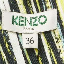 Pre Owned Kenzo Black/Green Printed Cotton Zip-Up Oversized Jacket S