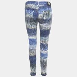 Pre Owned Kenzo Blue Printed Denim Skinny Jeans S