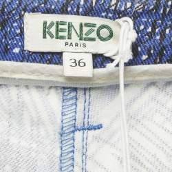 Pre Owned Kenzo Blue Printed Denim Skinny Jeans S
