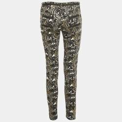Pre Owned Kenzo Black The Eye Print Cotton Striped Jeans M Waist 30"
