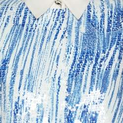 مملوكة مسبقًا توب كنزو أزرق/أبيض ترتر بلا أكمام مقاس متوسط - ميديم