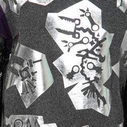 Pre Owned Kenzo Grey Monster Foil Print Multi Fabric Sweatshirt S