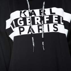 Karl Lagerfeld Black Logo Print Scuba Jersey Hoodie M