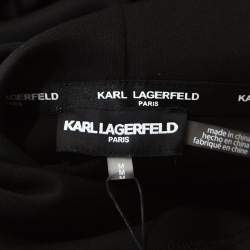 Karl Lagerfeld Black Logo Print Scuba Jersey Hoodie M