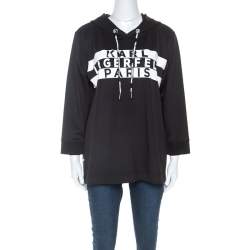 Karl Lagerfeld Black Logo Print Scuba Jersey Hoodie M