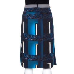 Kenzo Multicolor Abstract Print Side Slit Detail Fitted Skirt M