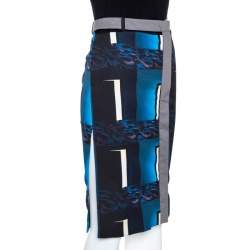 Kenzo Multicolor Abstract Print Side Slit Detail Fitted Skirt M