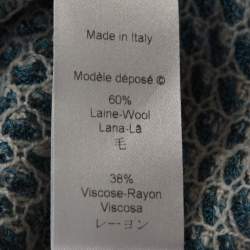 Pre Owned Kenzo Multicolor Intarsia Knit Cardigan M