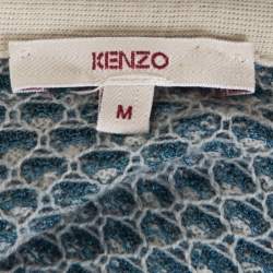Pre Owned Kenzo Multicolor Intarsia Knit Cardigan M