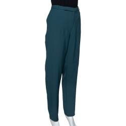 Pre Owned Kenzo Forest Green Crepe Tailored Pants M