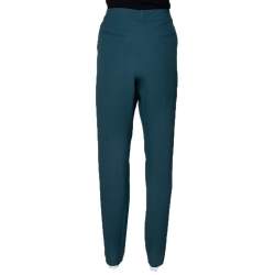 Pre Owned Kenzo Forest Green Crepe Tailored Pants L