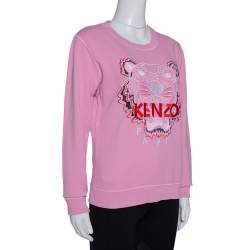 Pre Owned Kenzo Pink Cotton Bleached Tiger Fitted Sweatshirt M