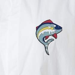 Pre Owned Kenzo White Cotton Dolphin Detail Sleeveless Shirt L
