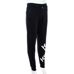 Pre Owned Kenzo Sport Black Rib Knit 'Big X' Jog Pants XS