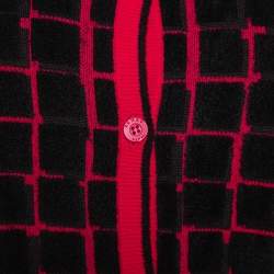مملوكة مسبقًا Kenzo Pink & Black Velour Knit Button Front Cardigan S