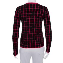 مملوكة مسبقًا Kenzo Pink & Black Velour Knit Button Front Cardigan S