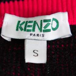 مملوكة مسبقًا Kenzo Pink & Black Velour Knit Button Front Cardigan S