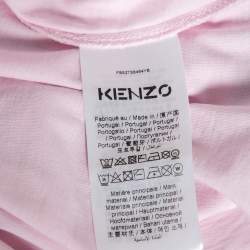 مملوكة مسبقًا Kenzo Light Pink Cotton Tiger Logo Printed T-Shirt XS