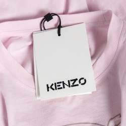 مملوكة مسبقًا Kenzo Light Pink Cotton Tiger Logo Printed T-Shirt XS
