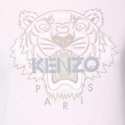 مملوكة مسبقًا Kenzo Light Pink Cotton Tiger Logo Printed T-Shirt XS