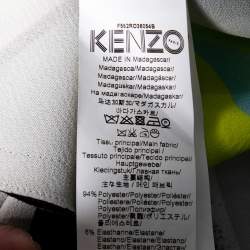 Pre Owned Kenzo Multicolor Spray Collage Printed Crepe Draped Neck Oversized Dress S