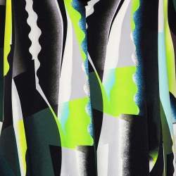 Pre Owned Kenzo Multicolor Spray Collage Printed Crepe Draped Neck Oversized Dress S